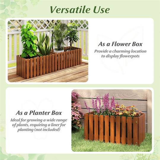 Costway 25" x 12" Solid Wood Slat Style Outdoor Flower Planter Box, 2ct.